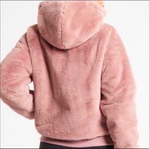 Athleta Girl Faux Fur Rose Bomber Jacket XXL 16